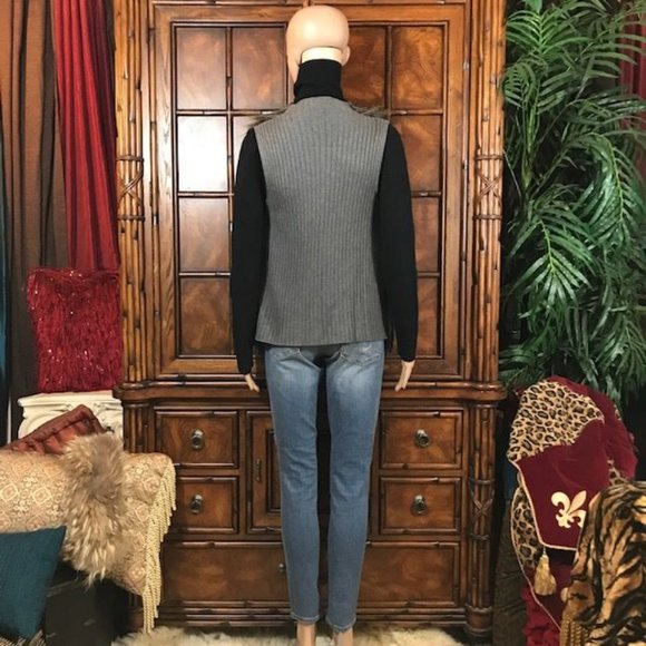 NWOT Jones New York Faux Mongolian Fur Cotton Blend Ribbed Knit Back Vest - Picture 5 of 11